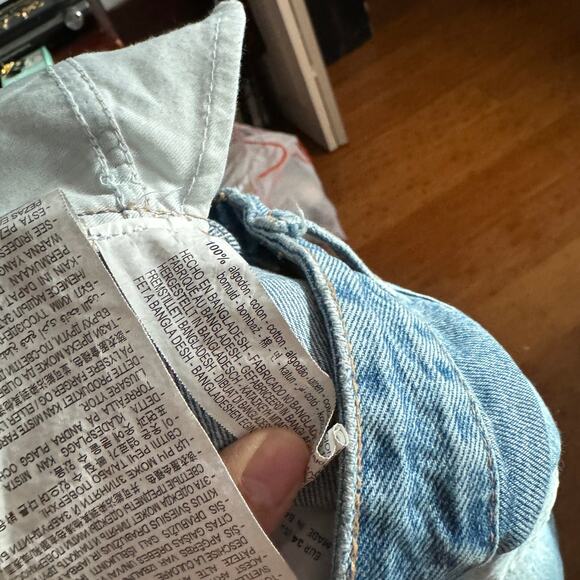 Zara Wide Leg Jeans Womens 2 distressed medium wash high rise zipper fly - Picture 6 of 6